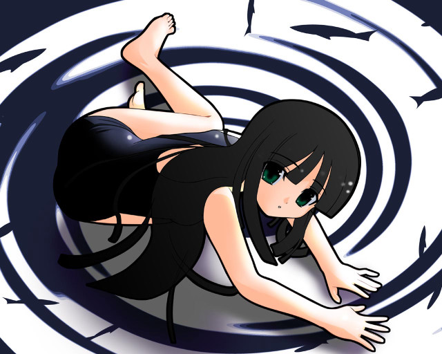 Woman black dress fish circle free wallpaper - medium preview image