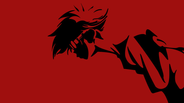 Black red bird branch silhouette free wallpaper - medium preview image