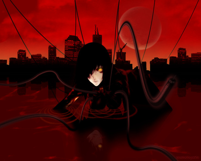 Woman gothic giantess city wires free wallpaper - medium preview image