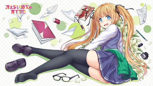 Girl long hair glasses laying free wallpaper - medium preview image