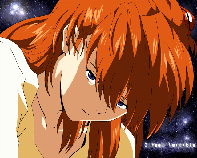 Redhair blueeyes girl looking stars free wallpaper - medium preview image