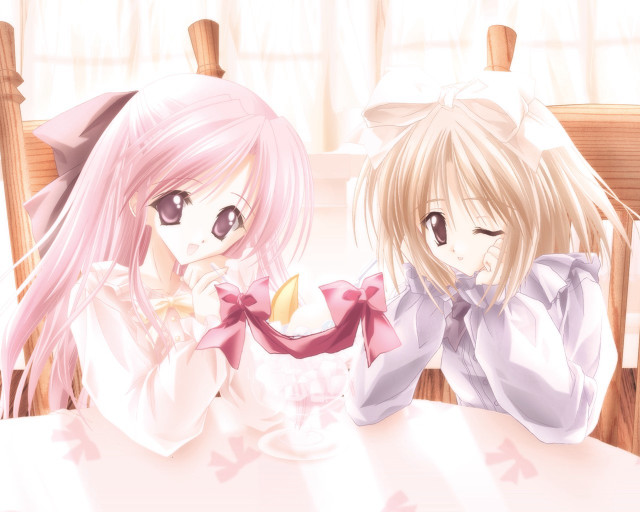 Anime girls eating banana school free wallpaper - medium preview image