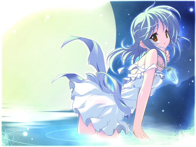 Girl floating water aurora anime free wallpaper - medium preview image