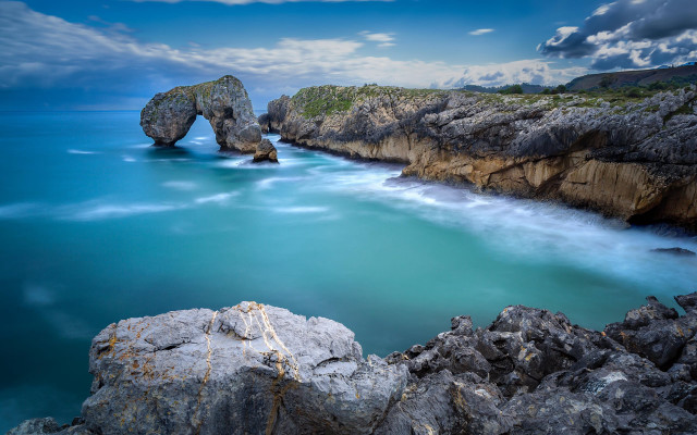 Rocky cliff water rock arch free wallpaper - medium preview image