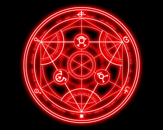 Red circle symbols glow clock free wallpaper - medium preview image