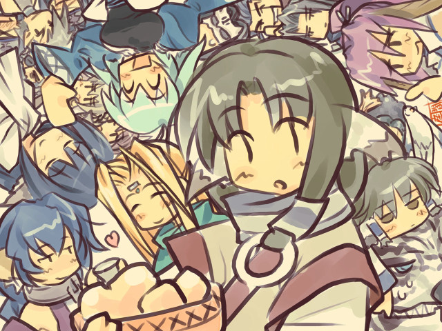 Diverse haircolors group mosaic anime free wallpaper - medium preview image