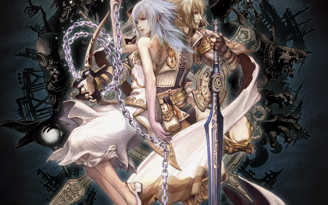 Women swords chains back couple free wallpaper - medium preview image