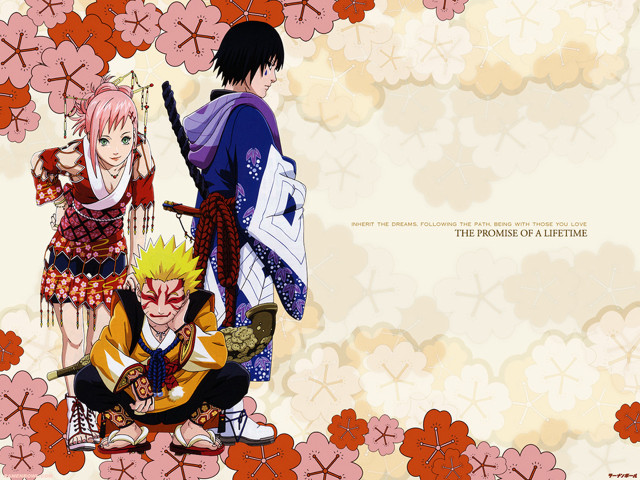 Anime group floral background sakura free wallpaper - medium preview image