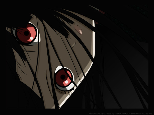Red eyed gothic anime closeup free wallpaper - medium preview image
