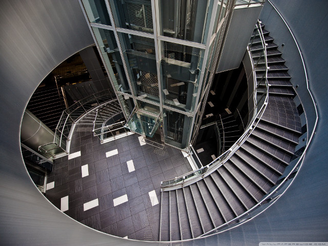 Spiral staircase glass walls building free wallpaper - medium preview image