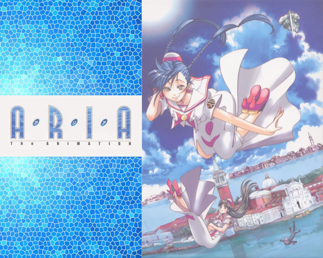 Girl flying over city pool free wallpaper - medium preview image