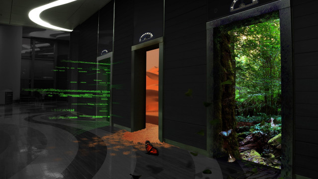 Butterfly room door tree background free wallpaper - medium preview image