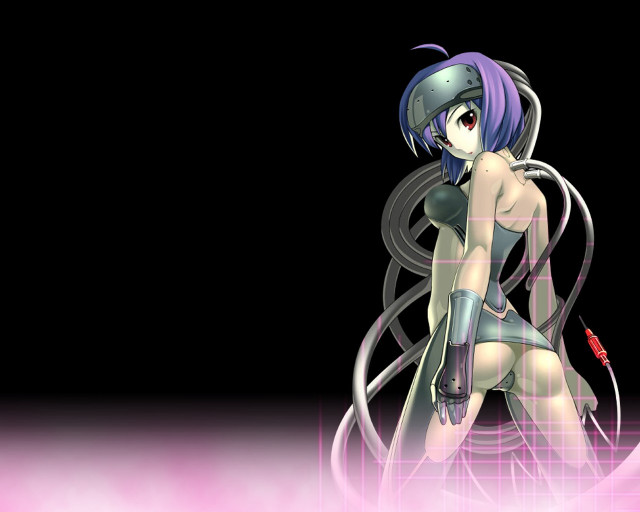 Futuristic cyberpunk android pink background free wallpaper - medium preview image