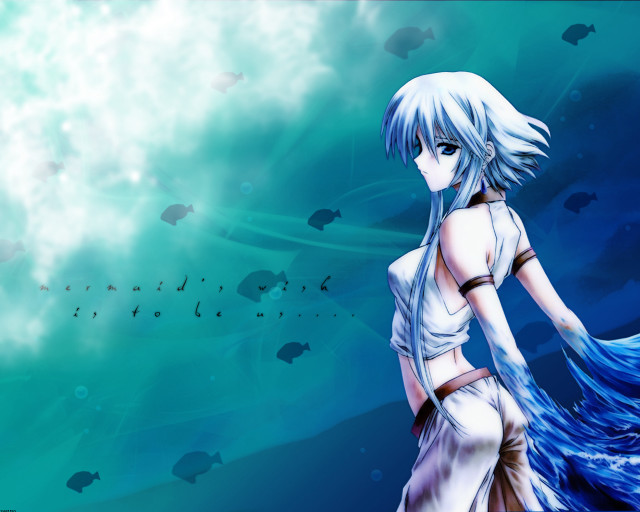 Woman fish sky anime dolphin free wallpaper - medium preview image