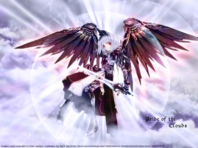Gothic angelic warrior sky clouds free wallpaper - medium preview image