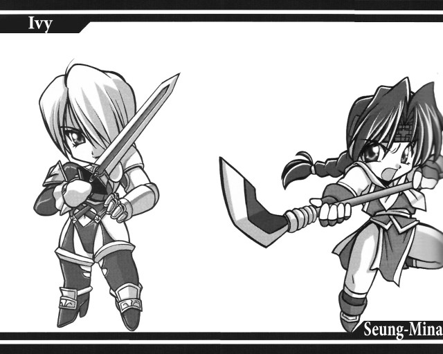 Black white swords armor chibi free wallpaper - medium preview image