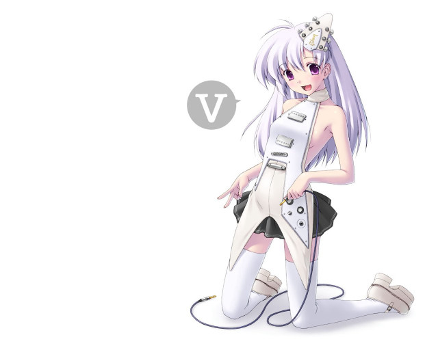White haired woman kneeling purple free wallpaper - medium preview image
