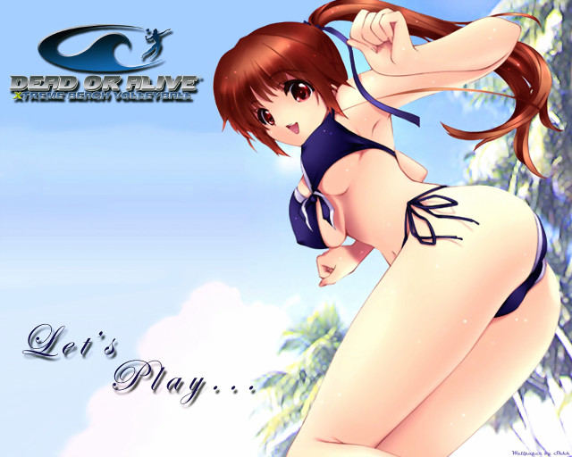 Cartoon girl surfboard bikini palm free wallpaper - medium preview image