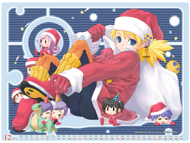Christmas girls santa reindeer puzzle free wallpaper - medium preview image