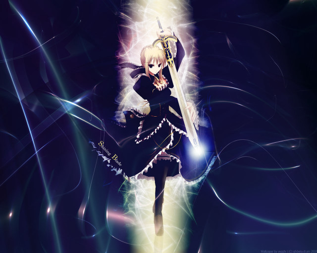 Anime saber glowing sword armored free wallpaper - medium preview image