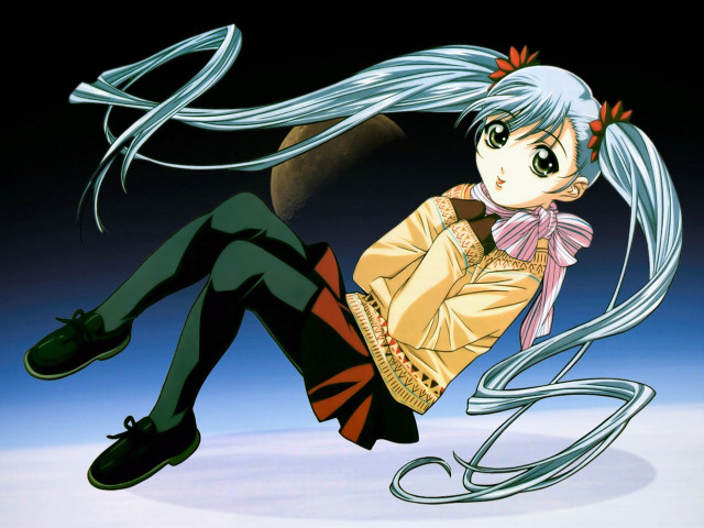 White haired girl yellow jacket free wallpaper - medium preview image