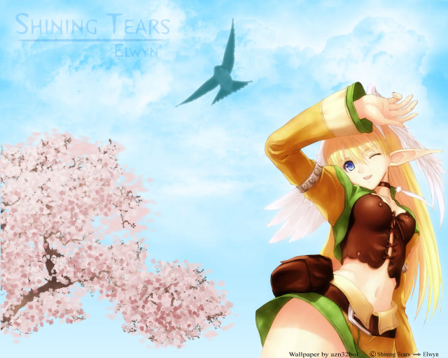 Blonde woman green dress bird free wallpaper - medium preview image