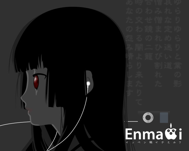 Woman red eye earphones black free wallpaper - medium preview image