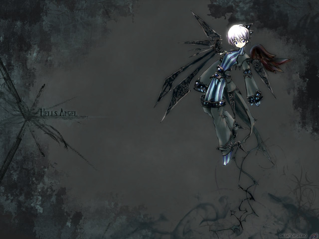 Girl wings dress dark light free wallpaper - medium preview image