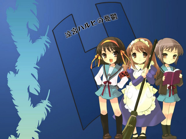Girls umbrellas books blue background free wallpaper - medium preview image