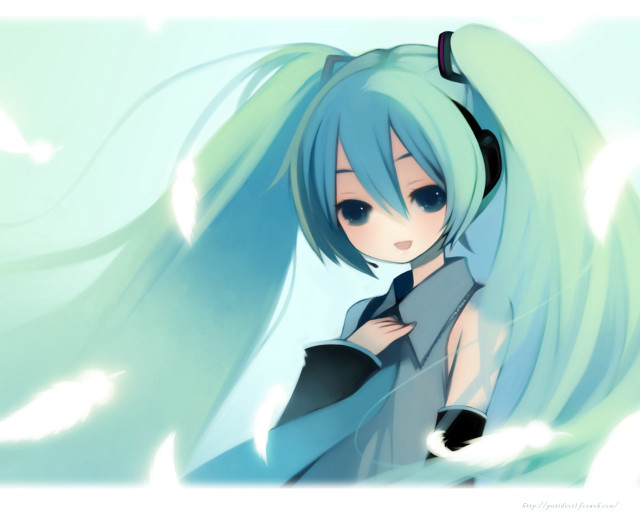 Anime girl blue hair black #2 free wallpaper - medium preview image