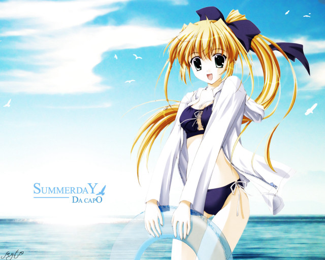 Beach bikini blonde hd anime free wallpaper - medium preview image