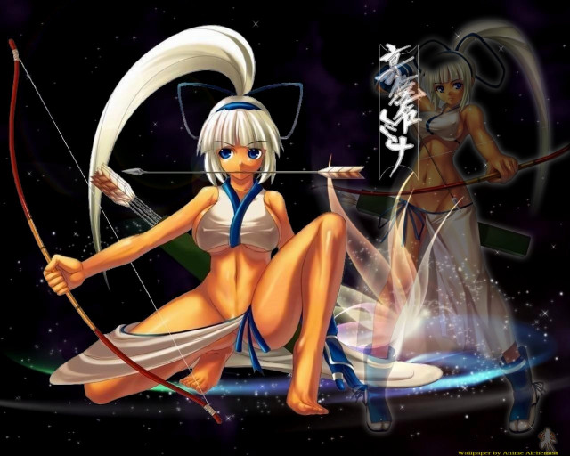 Anime girls archery moonfire stars free wallpaper - medium preview image