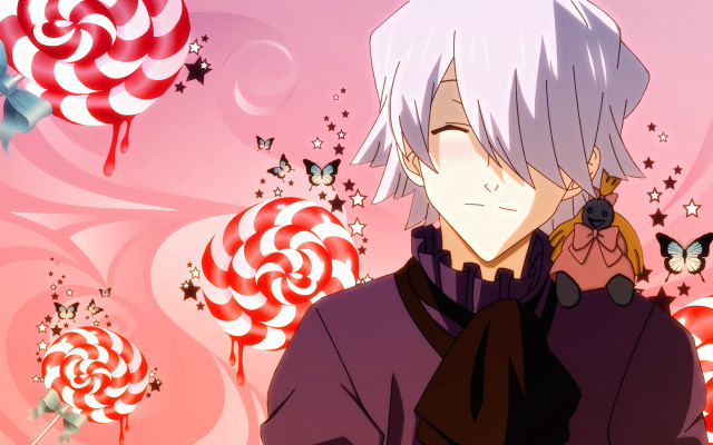 Man white hair purple outfit free wallpaper - medium preview image