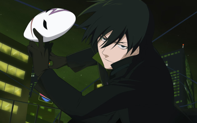 Man holding fox mask city free wallpaper - medium preview image