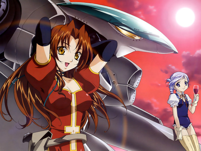 Girl red dress plane yellow free wallpaper - medium preview image