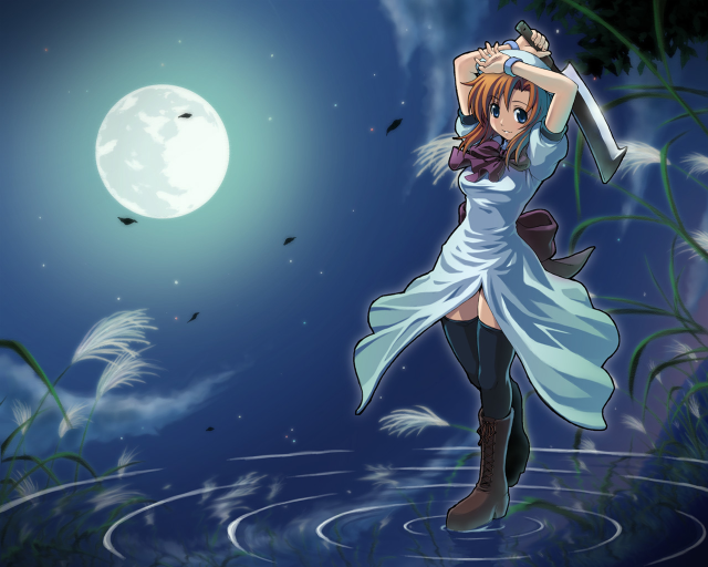 Moonlit water woman bamboo dress free wallpaper - medium preview image