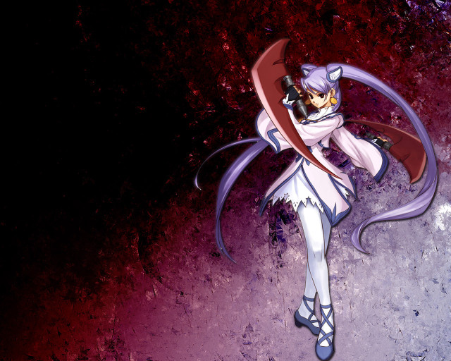 Anime girl sword hat purple free wallpaper - medium preview image