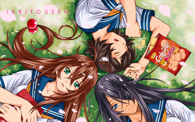 Anime girls hanami flowers picnic free wallpaper - medium preview image