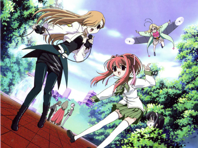 Anime flying characters nature school free wallpaper - medium preview image