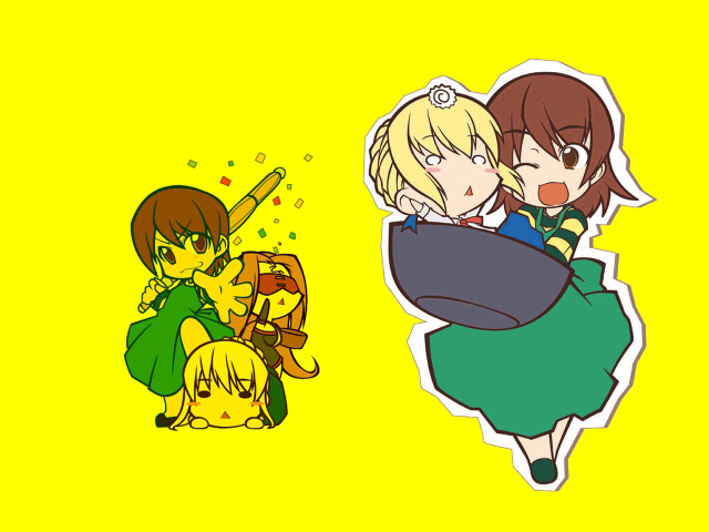 Anime characters cat dog yellow free wallpaper - medium preview image