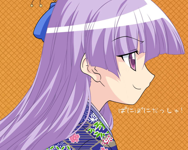 Purple hair girl blue hat free wallpaper - medium preview image