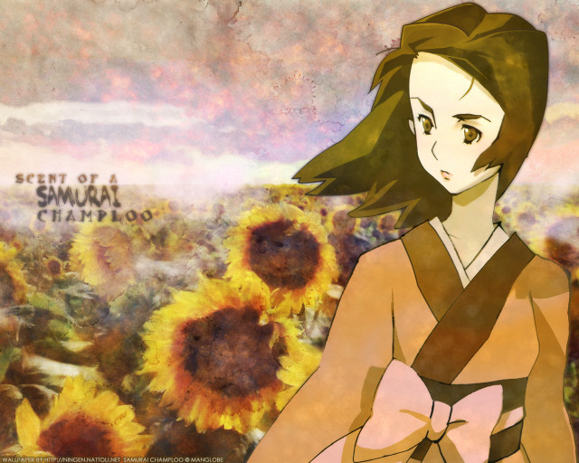 Sunflower field autumn kimono bow free wallpaper - medium preview image