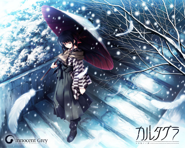 Snowy umbrella gothic manga kimono free wallpaper - medium preview image