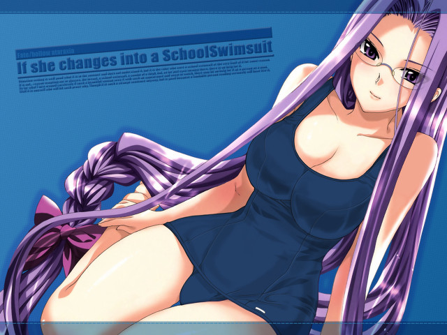 Purple hair blue dress sitting free wallpaper - medium preview image