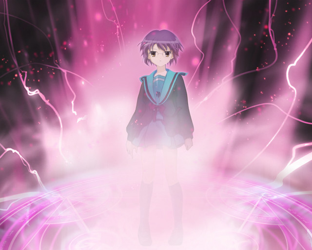 Purple girl hologram lightning magic free wallpaper - medium preview image