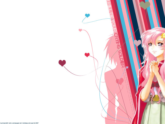 Pink hair dress hearts bow free wallpaper - medium preview image