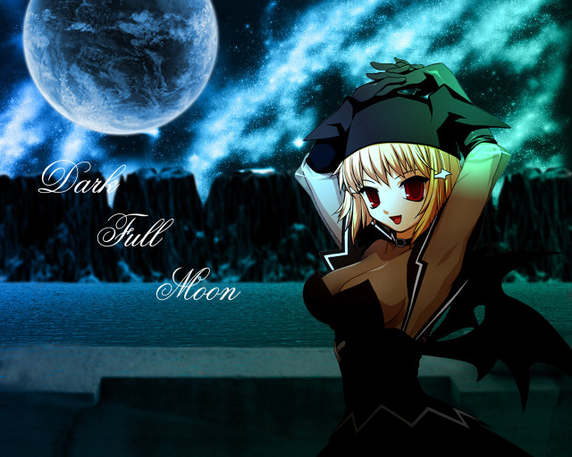 Gothic girl blue moon fullmoon free wallpaper - medium preview image