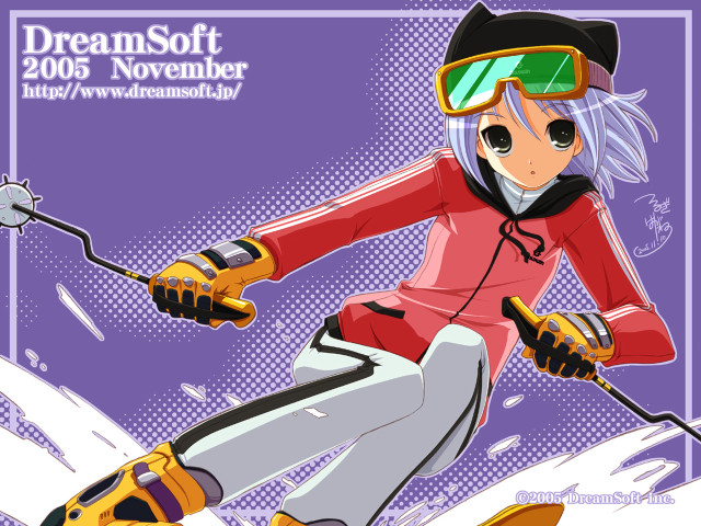 Skiing woman cartoon helmet gloves free wallpaper - medium preview image