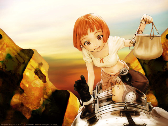Redhair girl playing drum desert free wallpaper - medium preview image