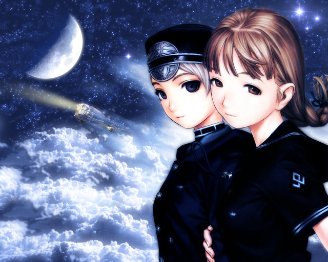 Sky moon rocket space illustration free wallpaper - medium preview image